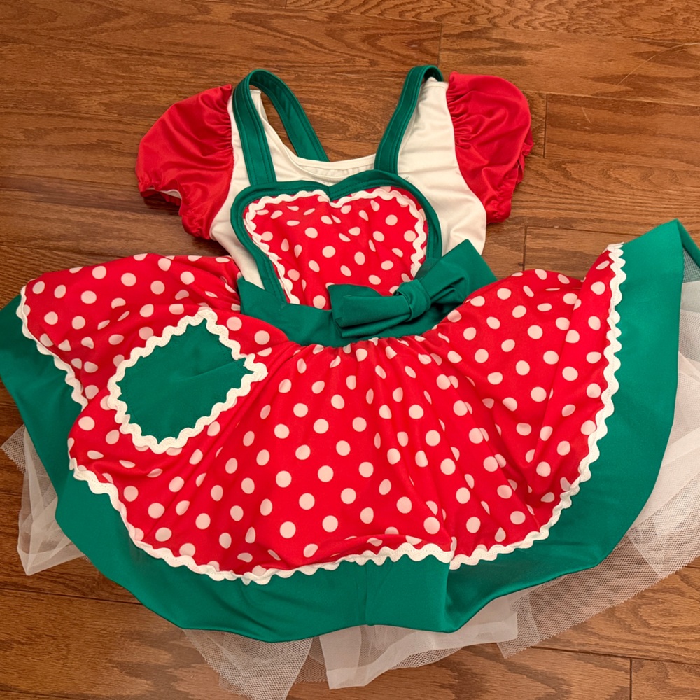 Weissman Red and Green Polka Dot Kids Dance Costume